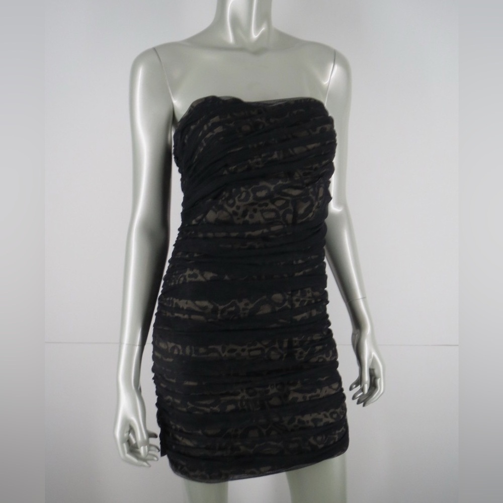 Armani Exchange Black/Leopard Strapless Dress